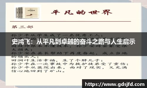 史鸿飞：从平凡到卓越的奋斗之路与人生启示